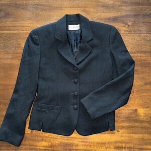 Gianni Petite Womens 100% Wool Black 4 Button Jacket Blazer Size 2P